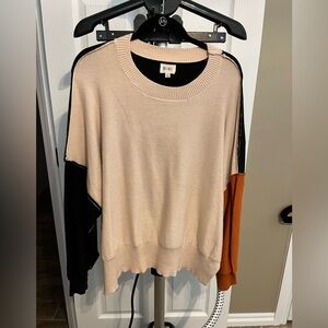 Bibi Women's Colorblock Sweater - Cream, Black, and Orange